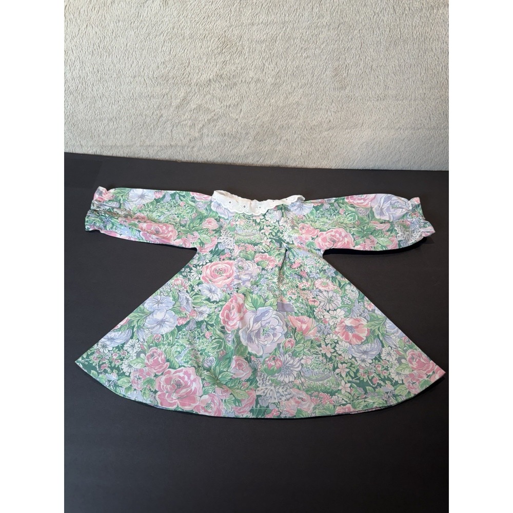 Baby Girl‎ Dress Green Pink Floral Flowers for Small Medium  Baby  Doll Cottage